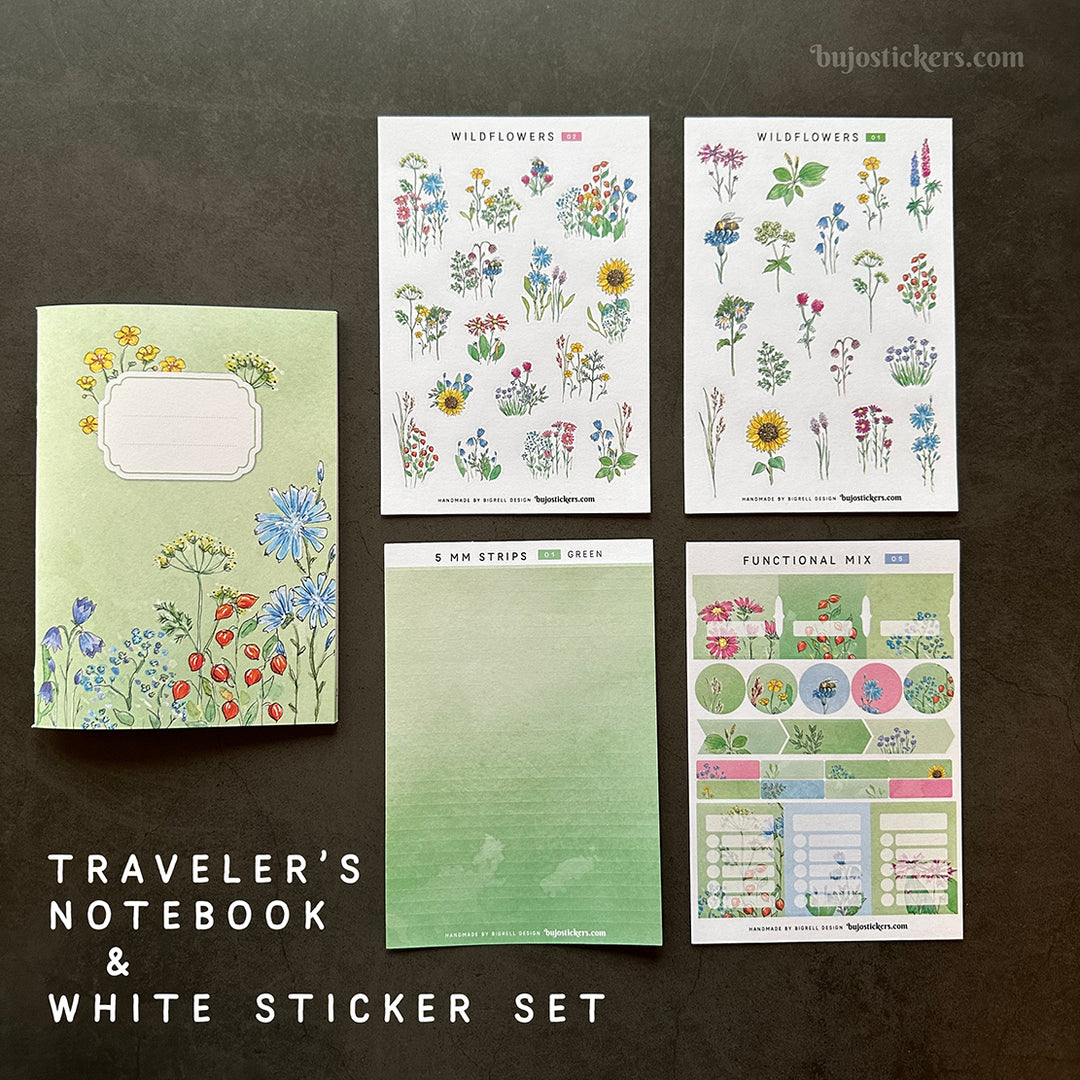 Traveler's Notebook – B6 size – Wildflower – All pages unique!