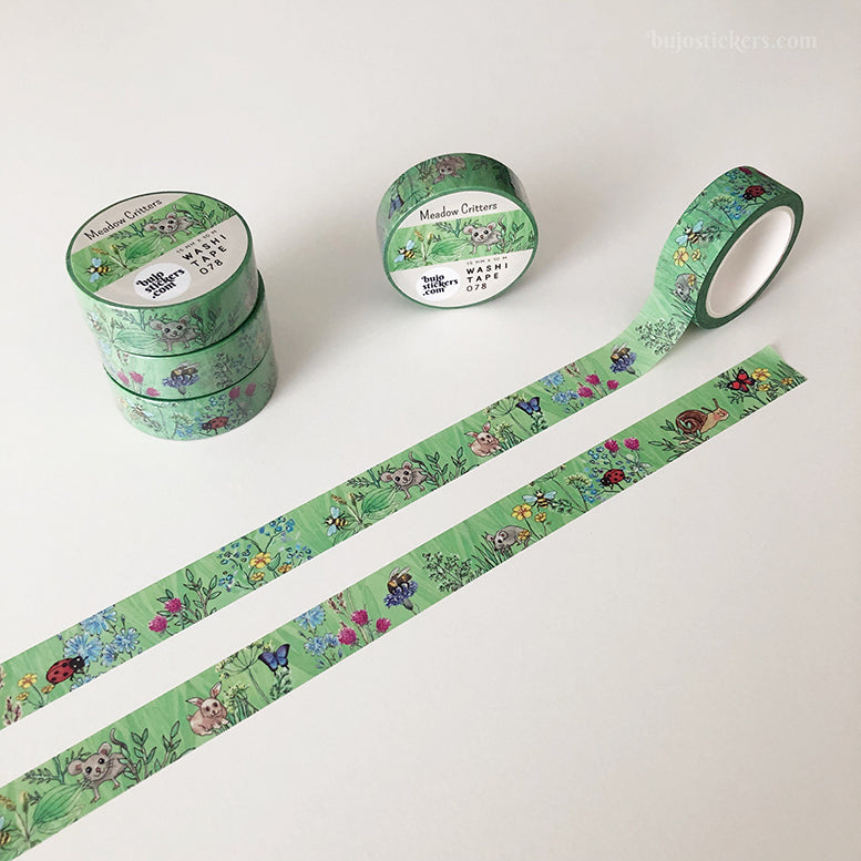 Washi tape 078 • Meadow Critters • 15 mm x 10 m