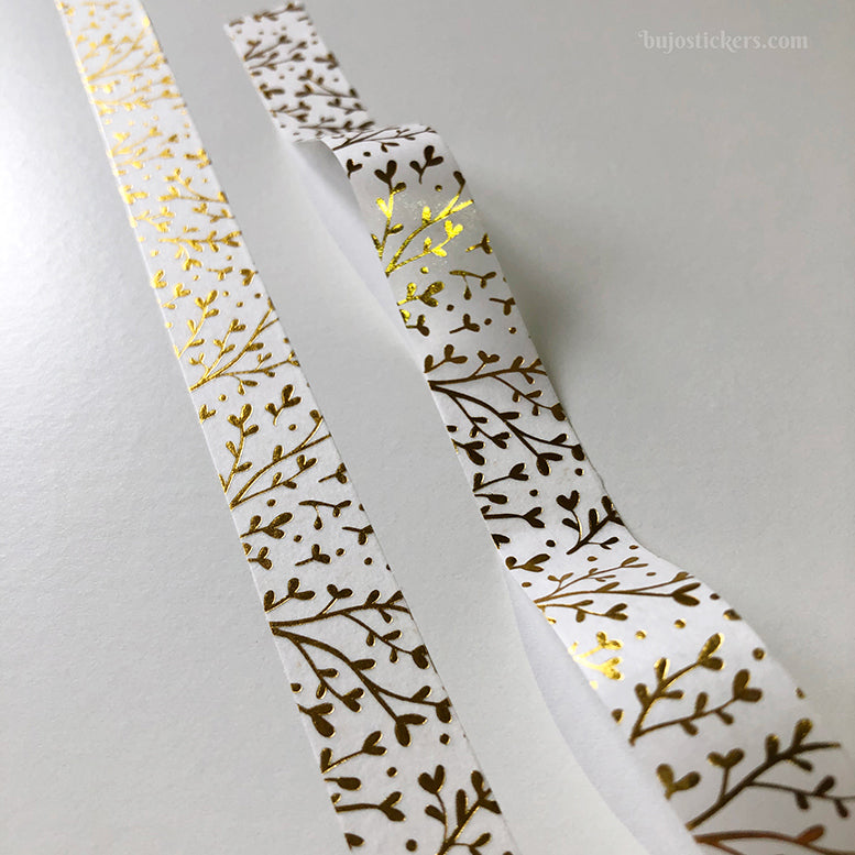 Washi tape 098 • Gold foliage • 15 mm x 10 m