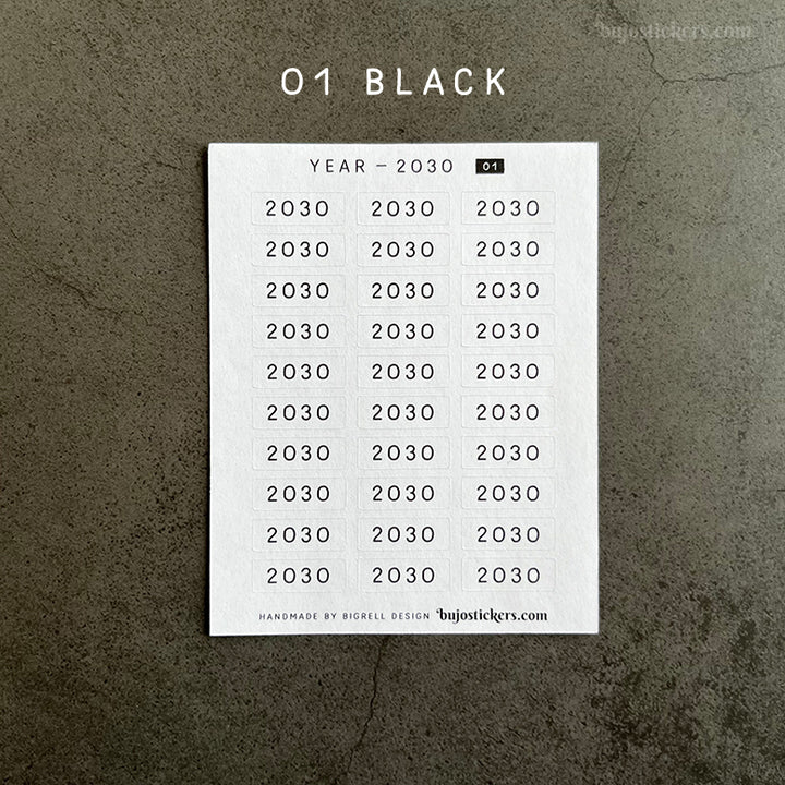 Year stickers • Select Year and Colour (01-06)
