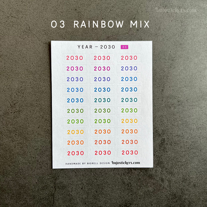 Year stickers • Select Year and Colour (01-06)