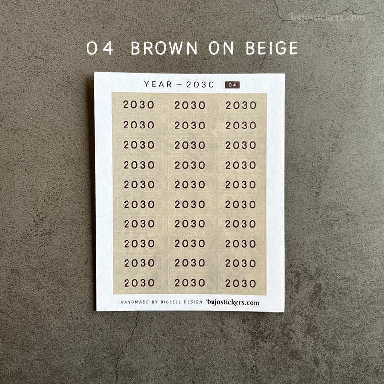 Year stickers • Select Year and Colour (01-06)