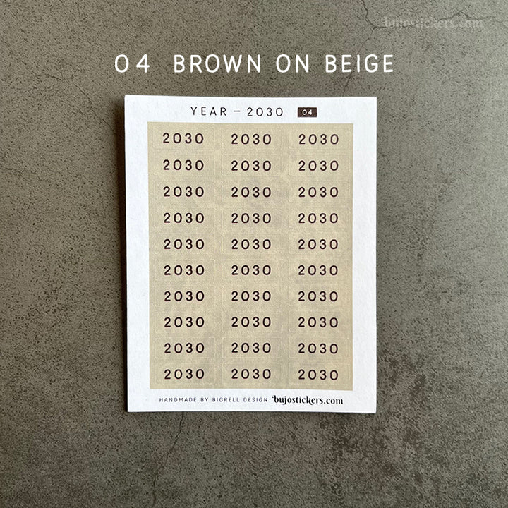 Year stickers • Select Year and Colour (01-06)