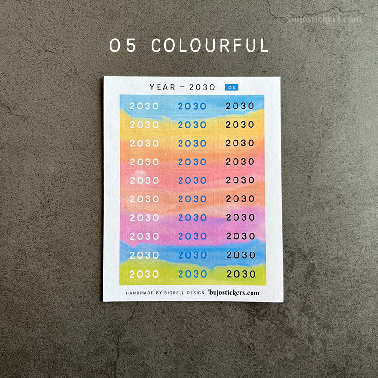 Year stickers • Select Year and Colour (01-06)