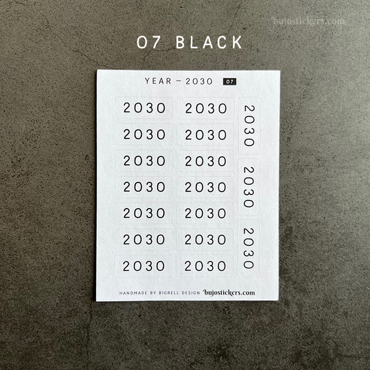 Year stickers • Select year and colour (07-12)