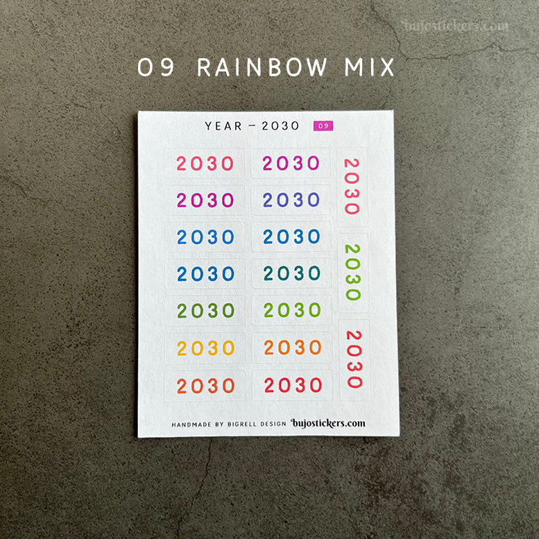 Year stickers • Select year and colour (07-12)