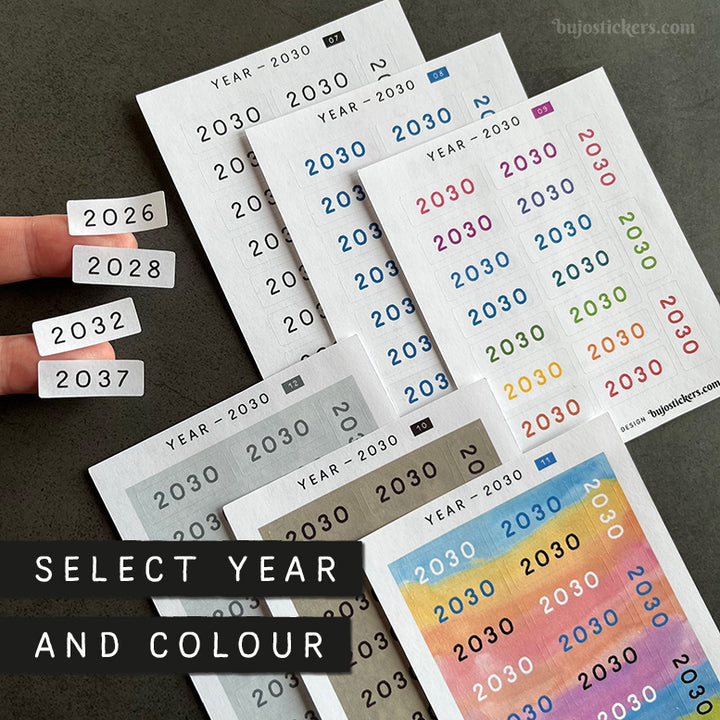 Year stickers • Select year and colour (07-12)