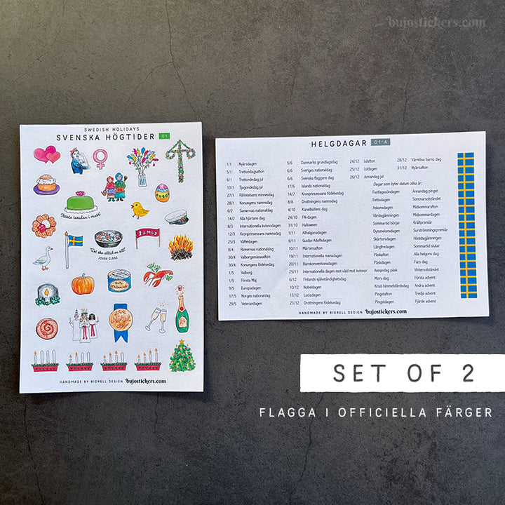 SET of 6: Svenska högtider, Helgdagar & Temadagar 01+02 med texter 🇸🇪
