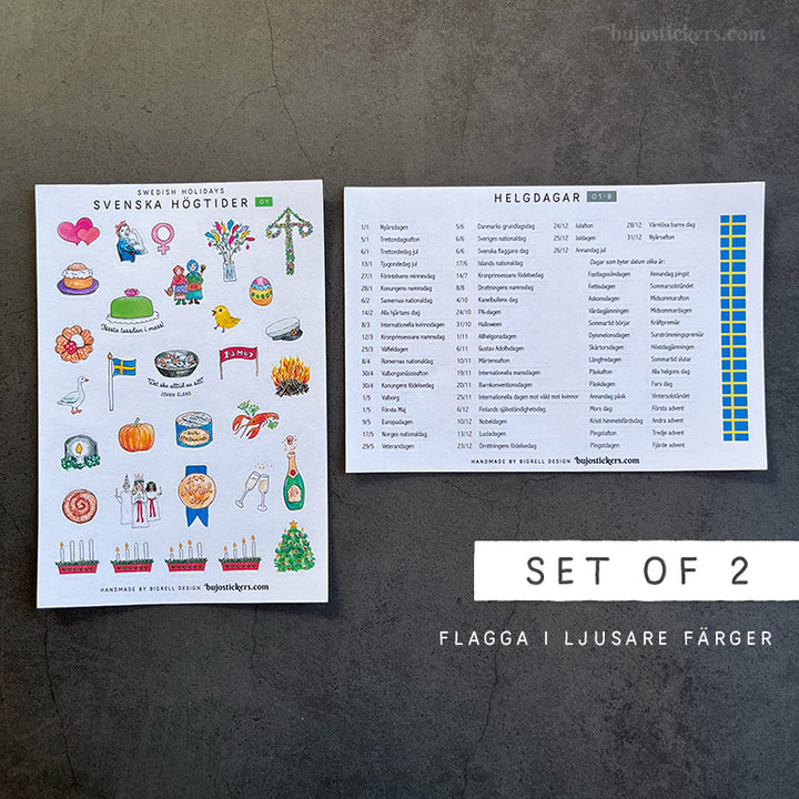 SET of 6: Svenska högtider, Helgdagar & Temadagar 01+02 med texter 🇸🇪