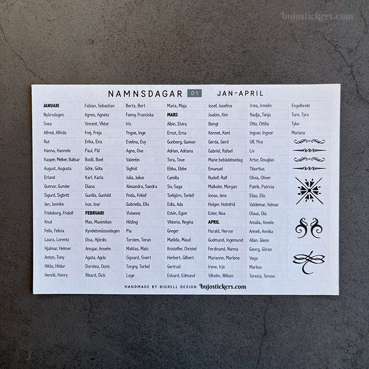 Namnsdagar och helgdagar 01 • Swedish holidays and name days