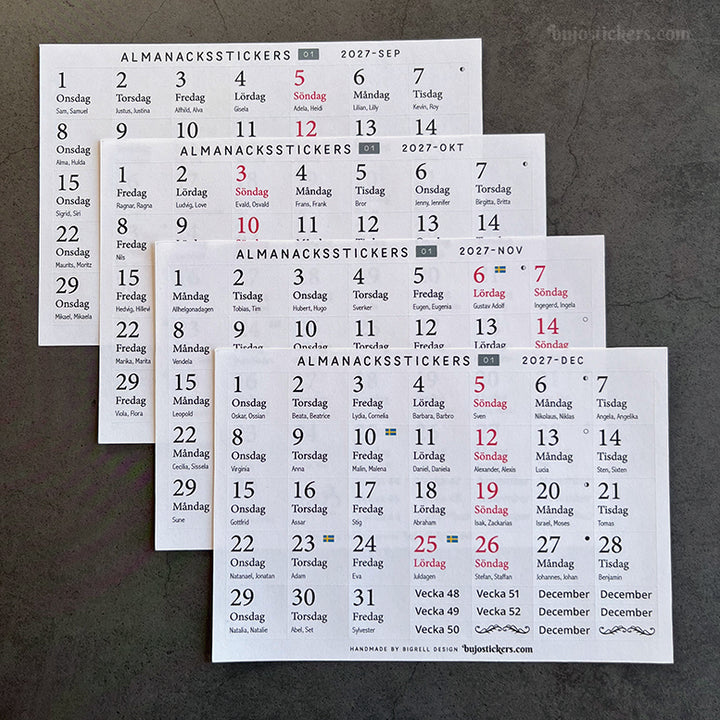 Almanacksstickers 01 • Swedish calendar stickers