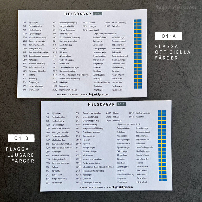 Namnsdagar och helgdagar 01 • Swedish holidays and name days