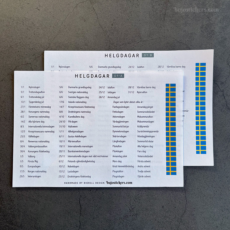 Helgdagar 01 • Swedish holidays