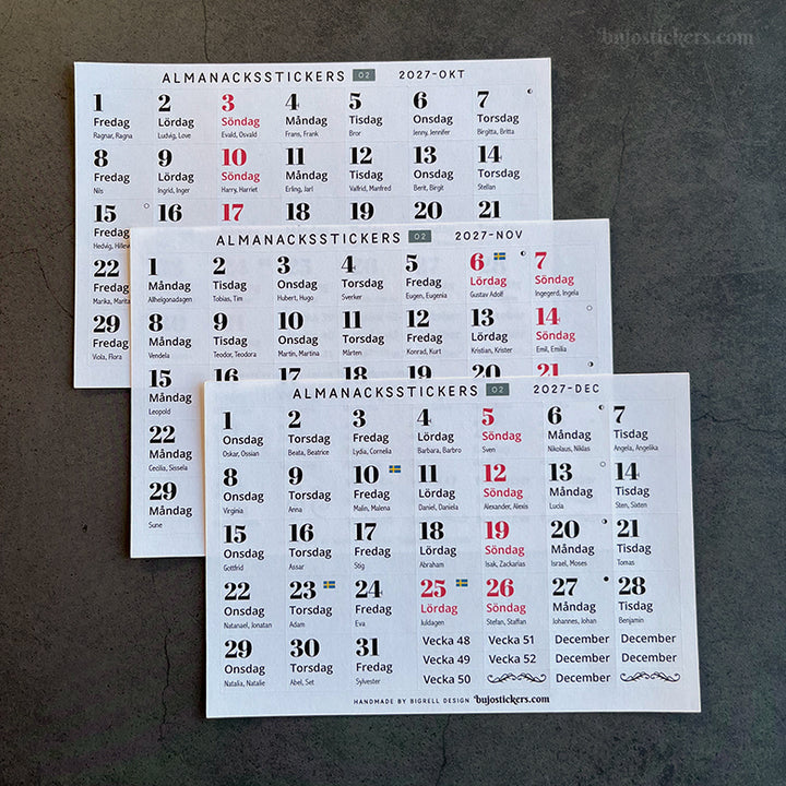 Almanacksstickers 02 • Swedish calendar stickers