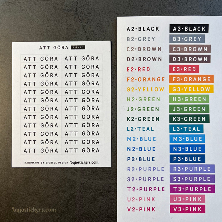 Att göra 44 • Stickers på svenska 🇸🇪 • Många färgval • Headings in Swedish