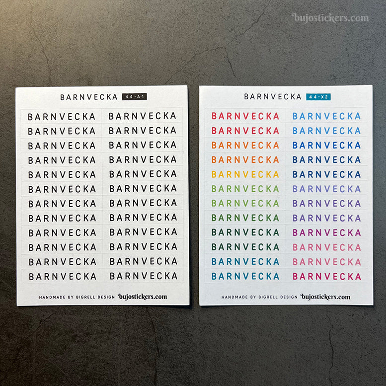 Barnvecka 44 • Stickers på svenska 🇸🇪 • Många färgval • Headings in Swedish