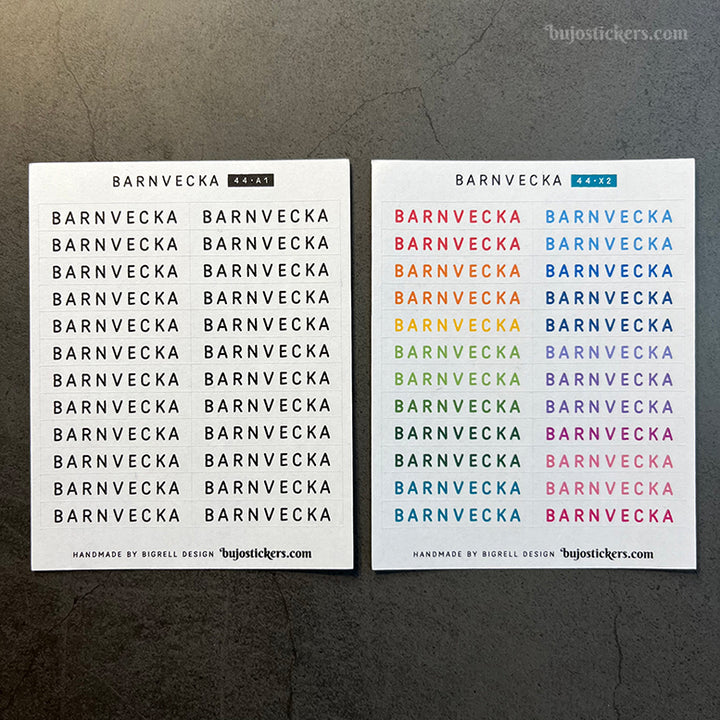 Barnvecka 44 • Stickers på svenska 🇸🇪 • Många färgval • Headings in Swedish