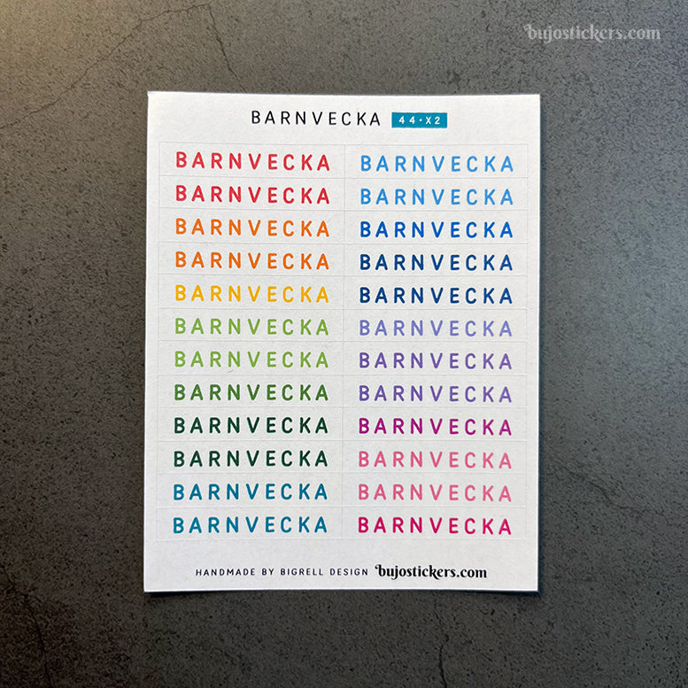 Barnvecka 44 • Stickers på svenska 🇸🇪 • Många färgval • Headings in Swedish