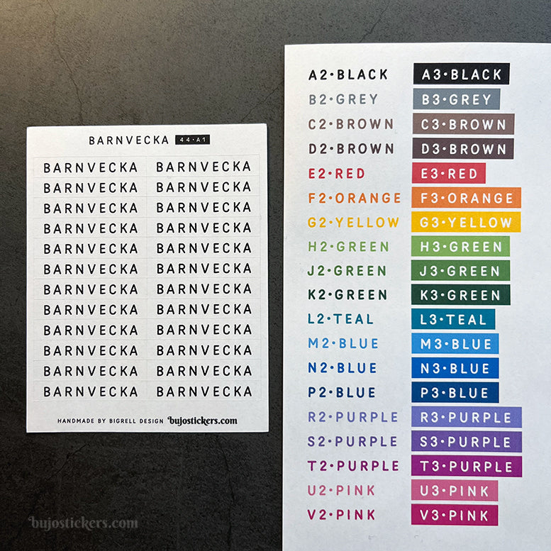 Barnvecka 44 • Stickers på svenska 🇸🇪 • Många färgval • Headings in Swedish