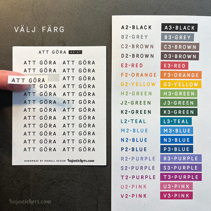 Att göra 44 • Stickers på svenska 🇸🇪 • Många färgval • Headings in Swedish