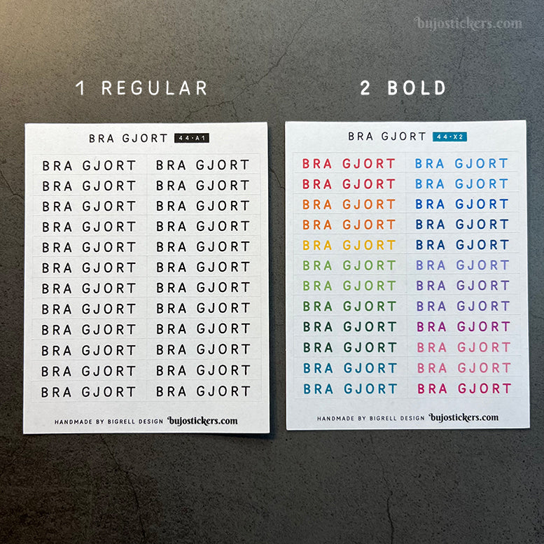 Bra gjort 44 • Stickers på svenska 🇸🇪 • Många färgval • Headings in Swedish