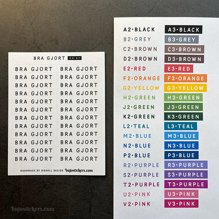 Bra gjort 44 • Stickers på svenska 🇸🇪 • Många färgval • Headings in Swedish