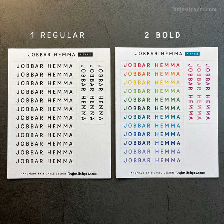 Jobbar hemma 44 • Stickers på svenska 🇸🇪 • Många färgval • Headings in Swedish