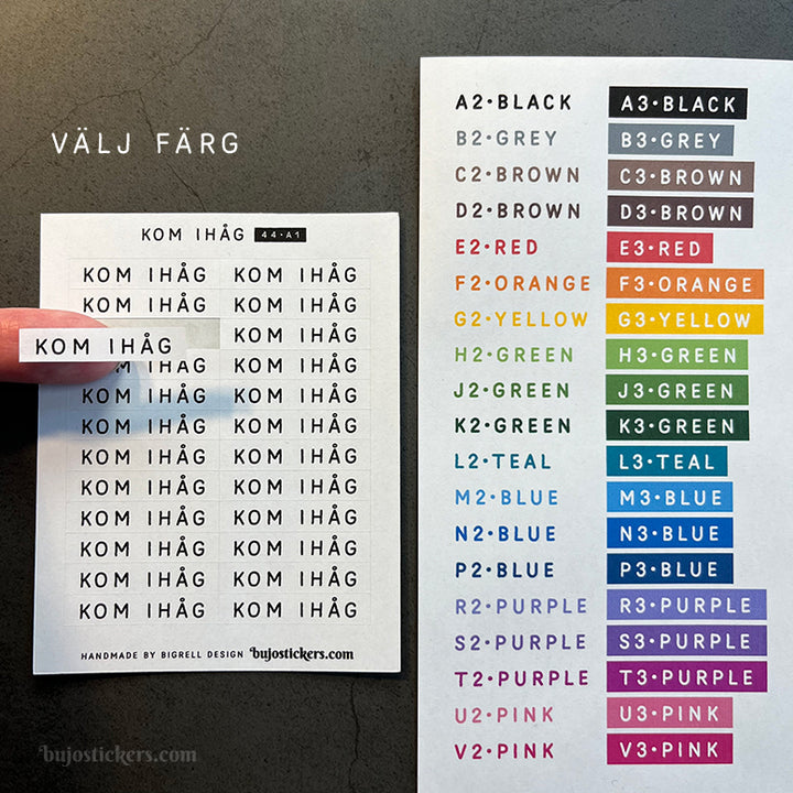 Kom ihåg 44 • Stickers på svenska 🇸🇪 • Många färgval • Headings in Swedish