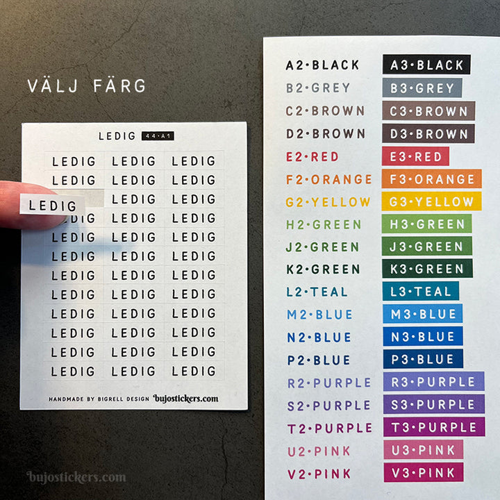 Ledig 44 • Stickers på svenska 🇸🇪 • Många färgval • Headings in Swedish
