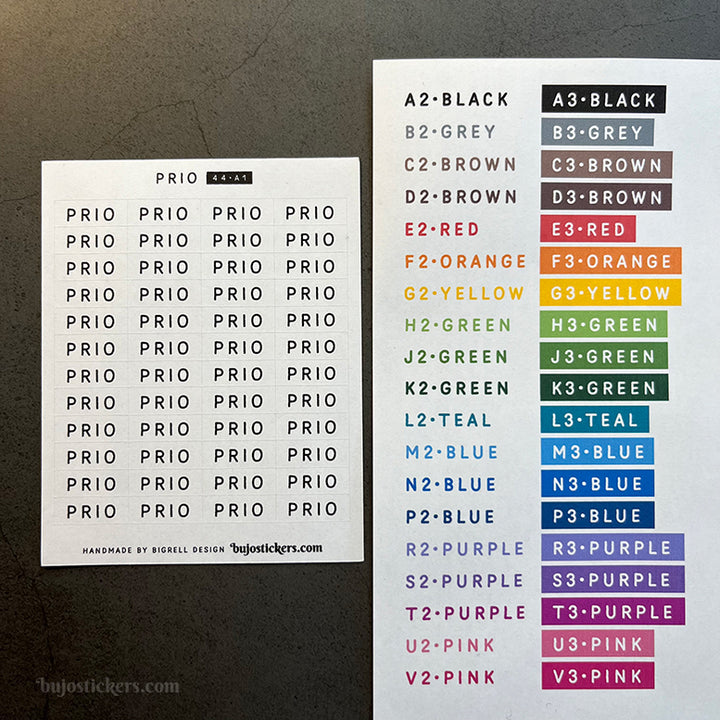 Prio 44 • Stickers på svenska 🇸🇪 • Många färgval • Headings in Swedish