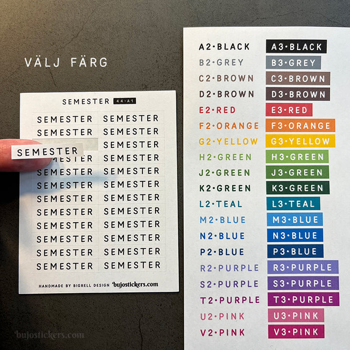 Semester 44 • Stickers på svenska 🇸🇪 • Många färgval • Headings in Swedish