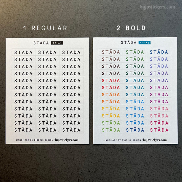 Städa 44 • Stickers på svenska 🇸🇪 • Många färgval • Headings in Swedish