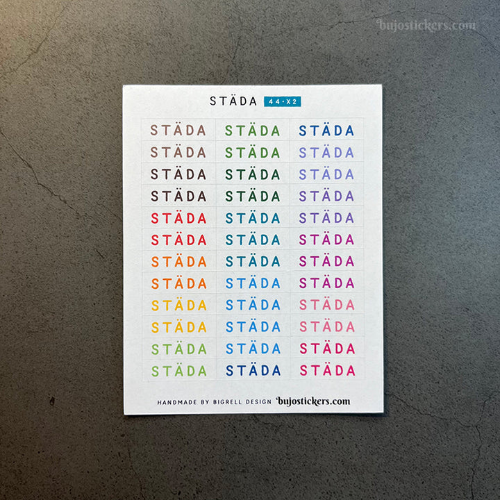 Städa 44 • Stickers på svenska 🇸🇪 • Många färgval • Headings in Swedish