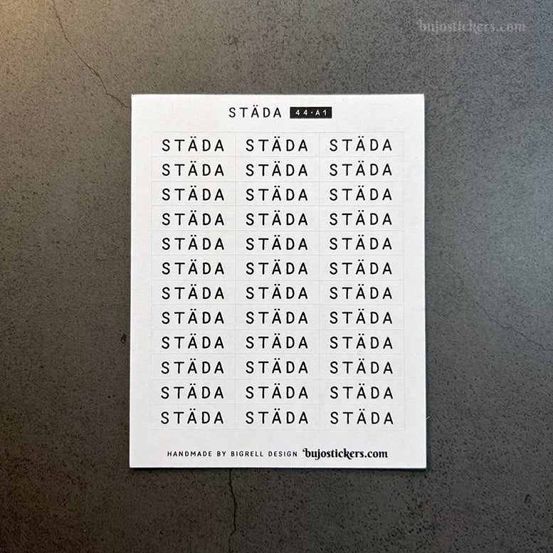 Städa 44 • Stickers på svenska 🇸🇪 • Många färgval • Headings in Swedish