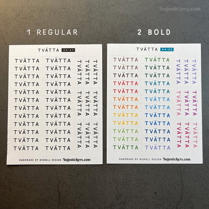 Tvätta 44 • Stickers på svenska 🇸🇪 • Många färgval • Headings in Swedish