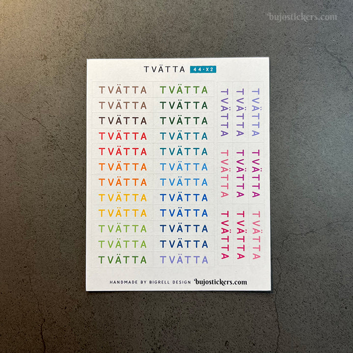 Tvätta 44 • Stickers på svenska 🇸🇪 • Många färgval • Headings in Swedish
