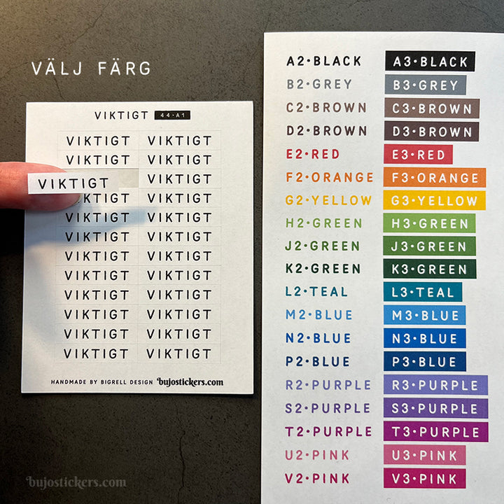 Viktigt 44 • Stickers på svenska 🇸🇪 • Många färgval • Headings in Swedish