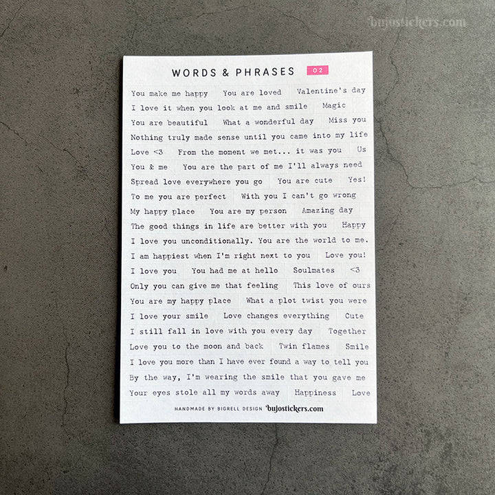 SET of 4 • Love phrases & Valentine's day