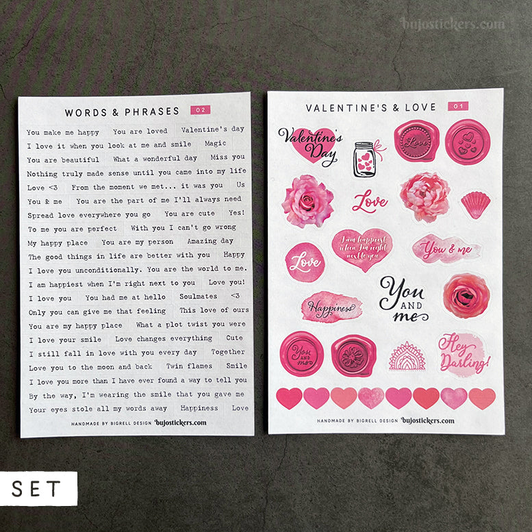 SET of 2 • Love phrases & Valentine's day