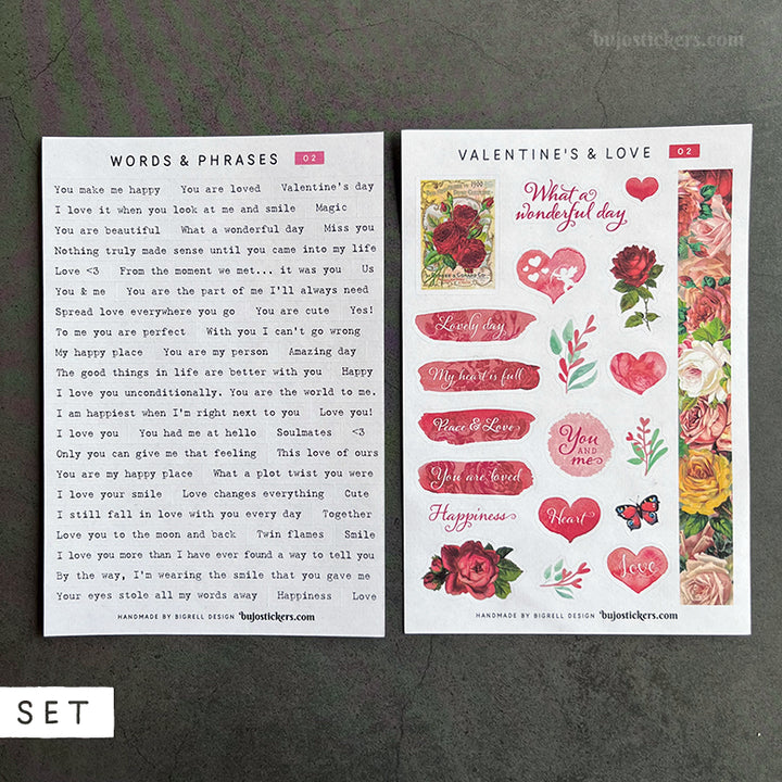 SET of 2 • Love phrases & Valentine's day