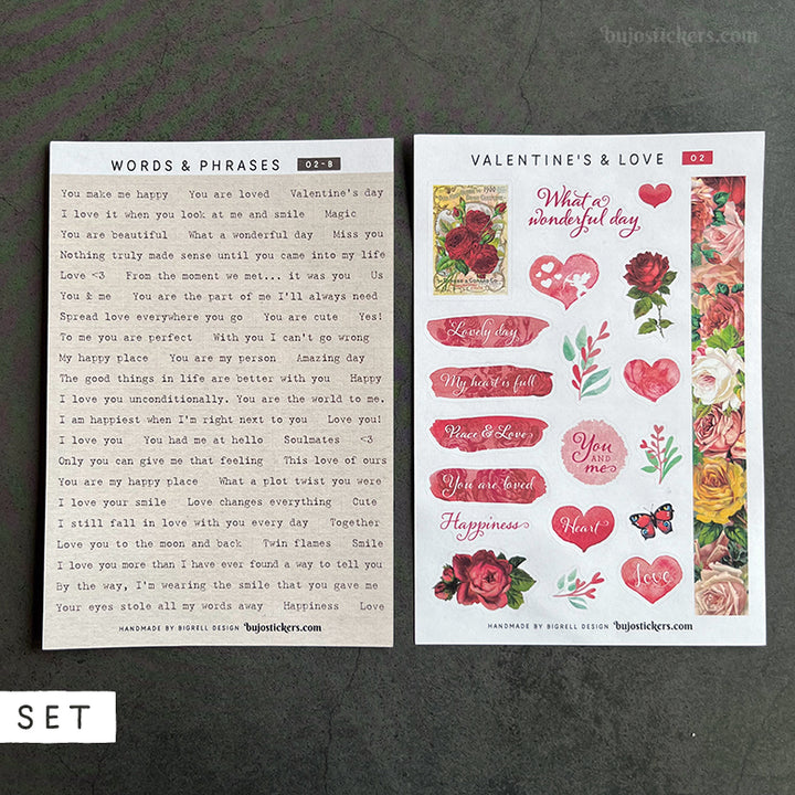 SET of 2 • Love phrases & Valentine's day