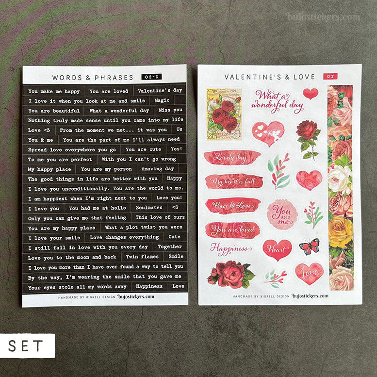 SET of 2 • Love phrases & Valentine's day