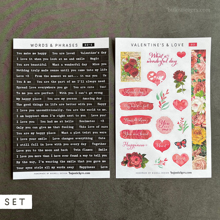 SET of 2 • Love phrases & Valentine's day