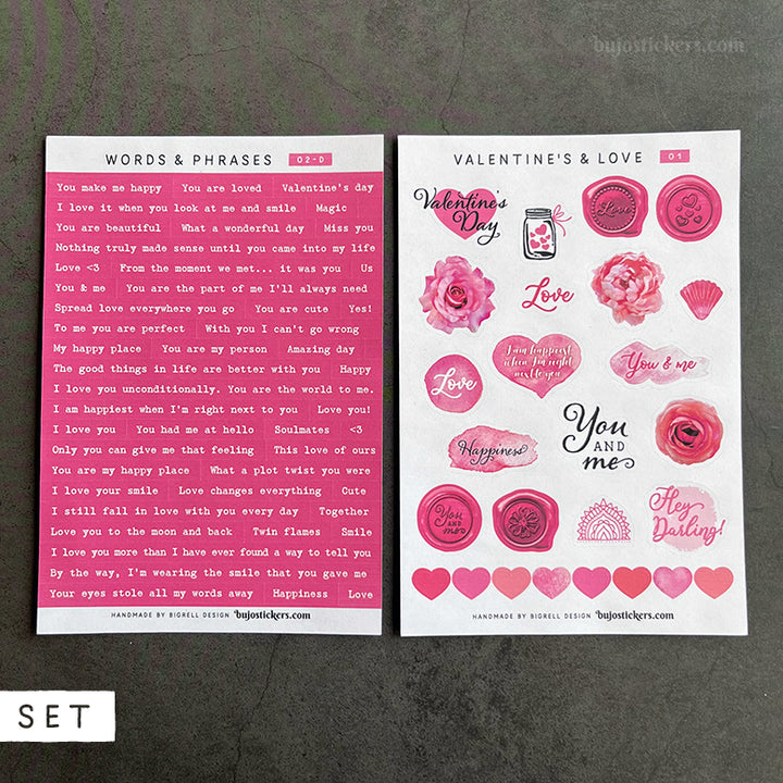 SET of 2 • Love phrases & Valentine's day