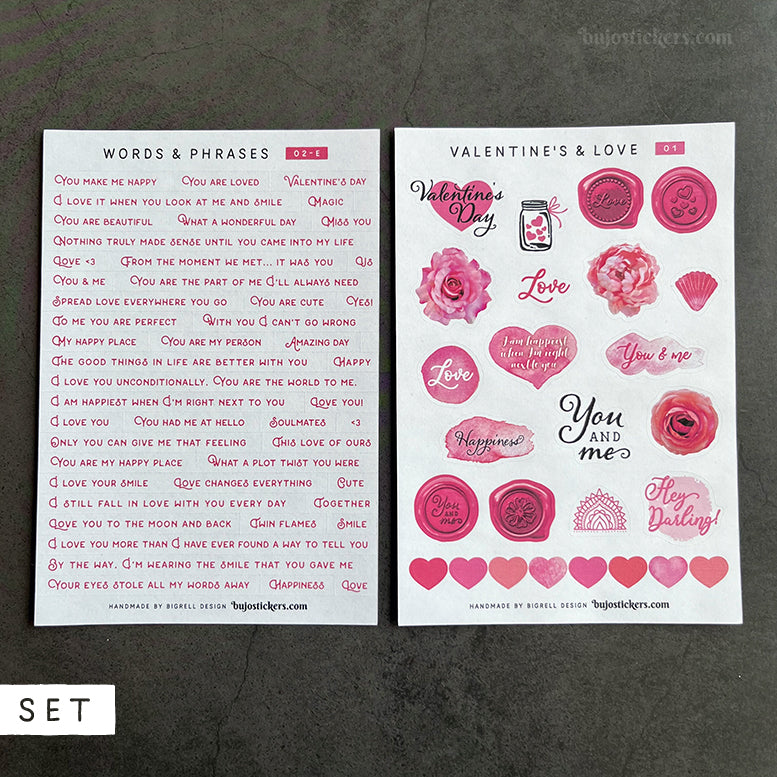 SET of 2 • Love phrases & Valentine's day