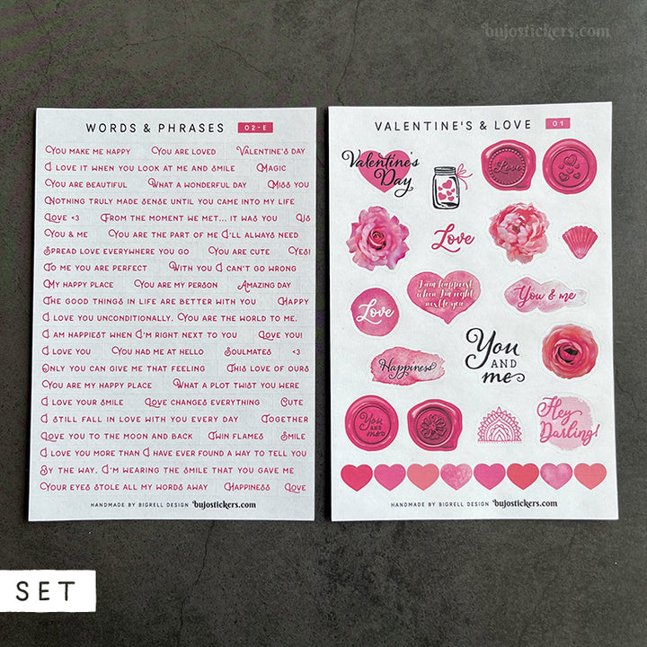 SET of 2 • Love phrases & Valentine's day