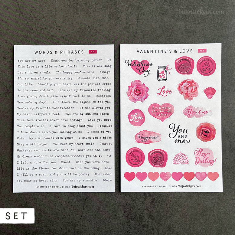 SET of 2 • Love phrases & Valentine's day