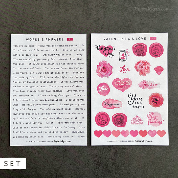 SET of 2 • Love phrases & Valentine's day