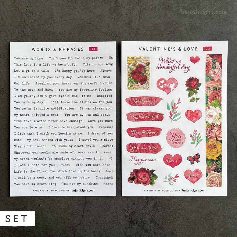 SET of 2 • Love phrases & Valentine's day