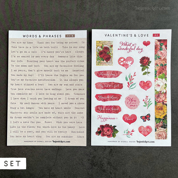 SET of 2 • Love phrases & Valentine's day